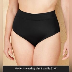 Full Coverage Tummy Control High Waist Bikini Bottom Shade & Shore Black Size L
